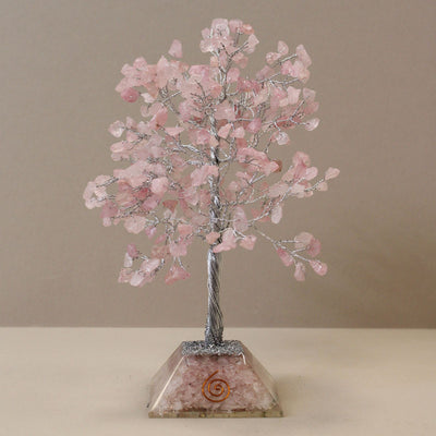Árbol de Cristal con Base de Orgonita - Cuarzo Rosa