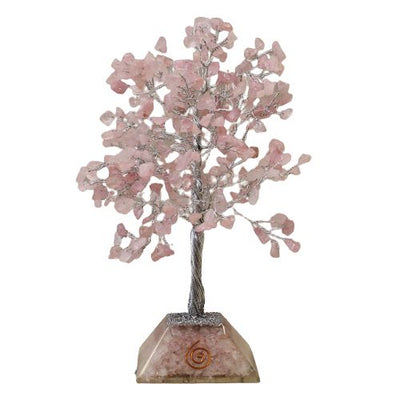 Árbol de Cristal con Base de Orgonita - Cuarzo Rosa