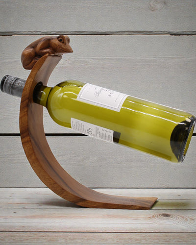 Guardián del vino equilibrante Rey Rana de madera de suar – soporte artístico tallado
