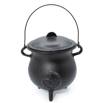 Poderoso caldero de hierro fundido con pentagrama 23x18 cm, 4500 g