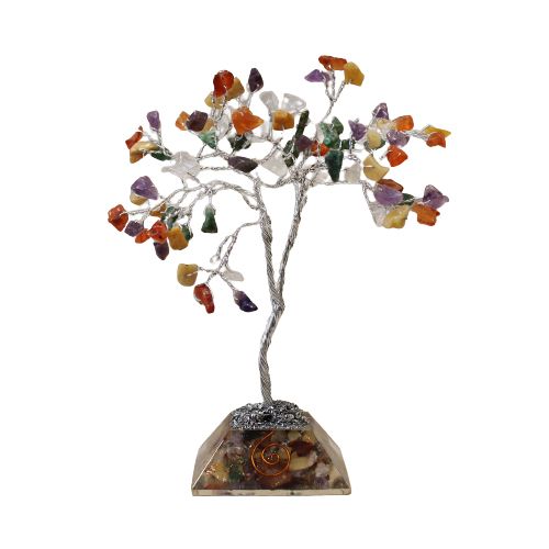 Árbol mágico de piedras con base de orgonita