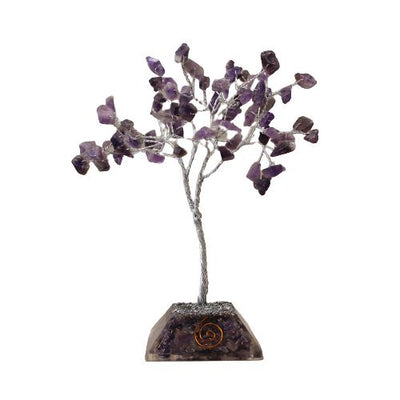 Árbol de cristal de amatista con base de orgonita