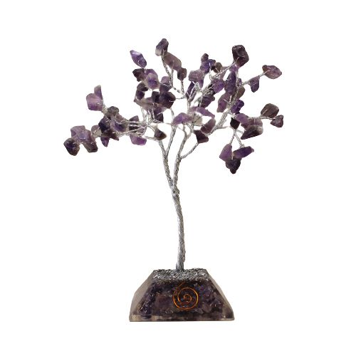 Árbol de cristal de amatista con base de orgonita