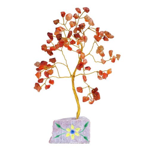 Árbol de Piedras de Cornalina Hecho a Mano con 80 Piedras  