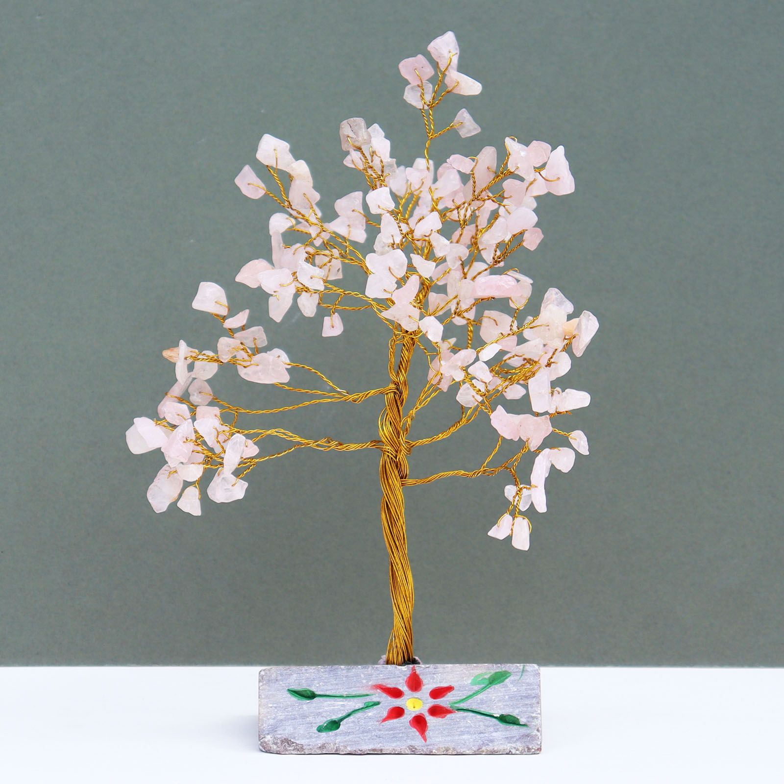 Árbol de Cuarzo Rosa con 160 Piedras  