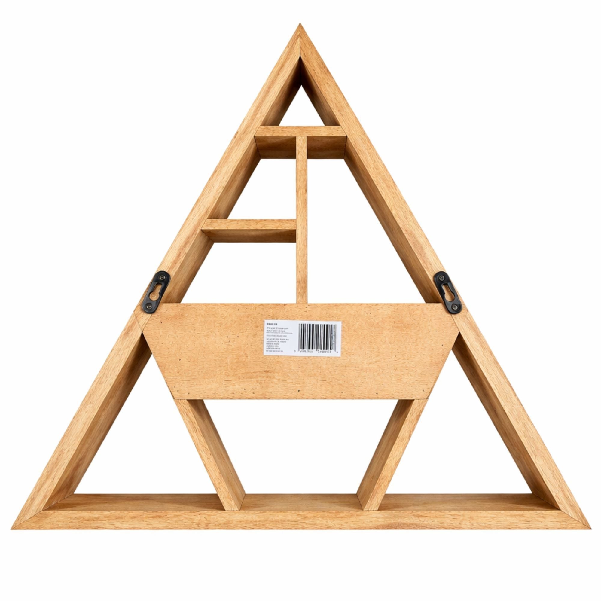 Estante de pared triangular mágico con cajón - Madera de mango hecha a mano, diseño de fases lunares, 53x53x9 cm