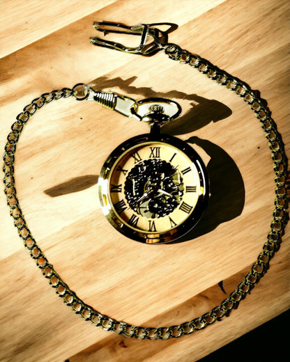 Reloj de Bolsillo Retro – Lujo Mecánico en Estilo Vintage color dorado, personalización con grabado