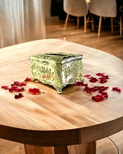 Caja Elegante para Pañuelos con Flores en Relieve - Contenedor para Servilletas