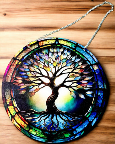 Prismático Colgante Solar 'Árbol de la Vida' - Decoración Colorida para Ventana