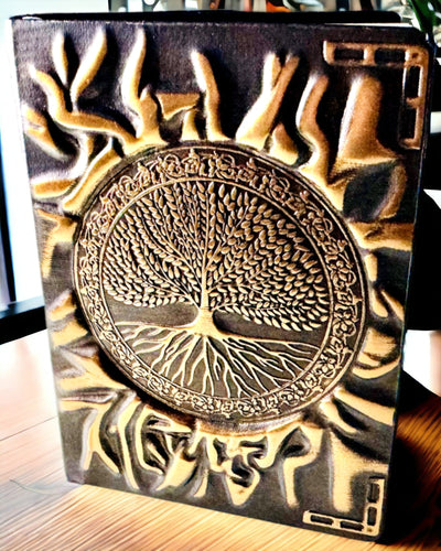 Vintage Diario "Árbol de la Vida" A6 - Elegante Cubierta en Relieve de Cuero Sintético, 100 Hojas