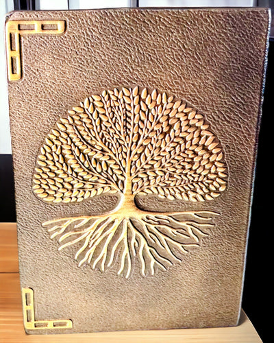 Vintage Diario "Árbol de la Vida" A6 - Elegante Cubierta en Relieve de Cuero Sintético, 100 Hojas