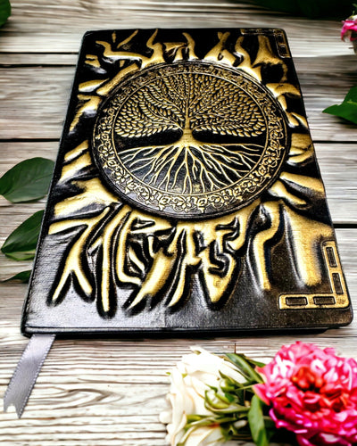 Vintage Diario "Árbol de la Vida" A6 - Elegante Cubierta en Relieve de Cuero Sintético, 100 Hojas