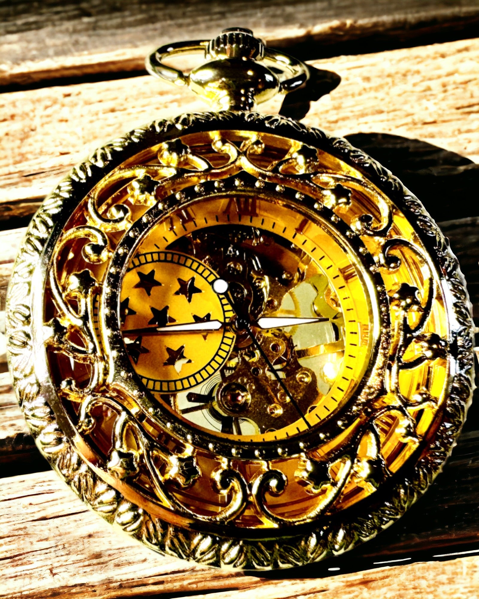 "Złoty Majestat" - Reloj de Bolsillo Mecánico de Lujo con Núcleo Transparente. Personalización con grabado
