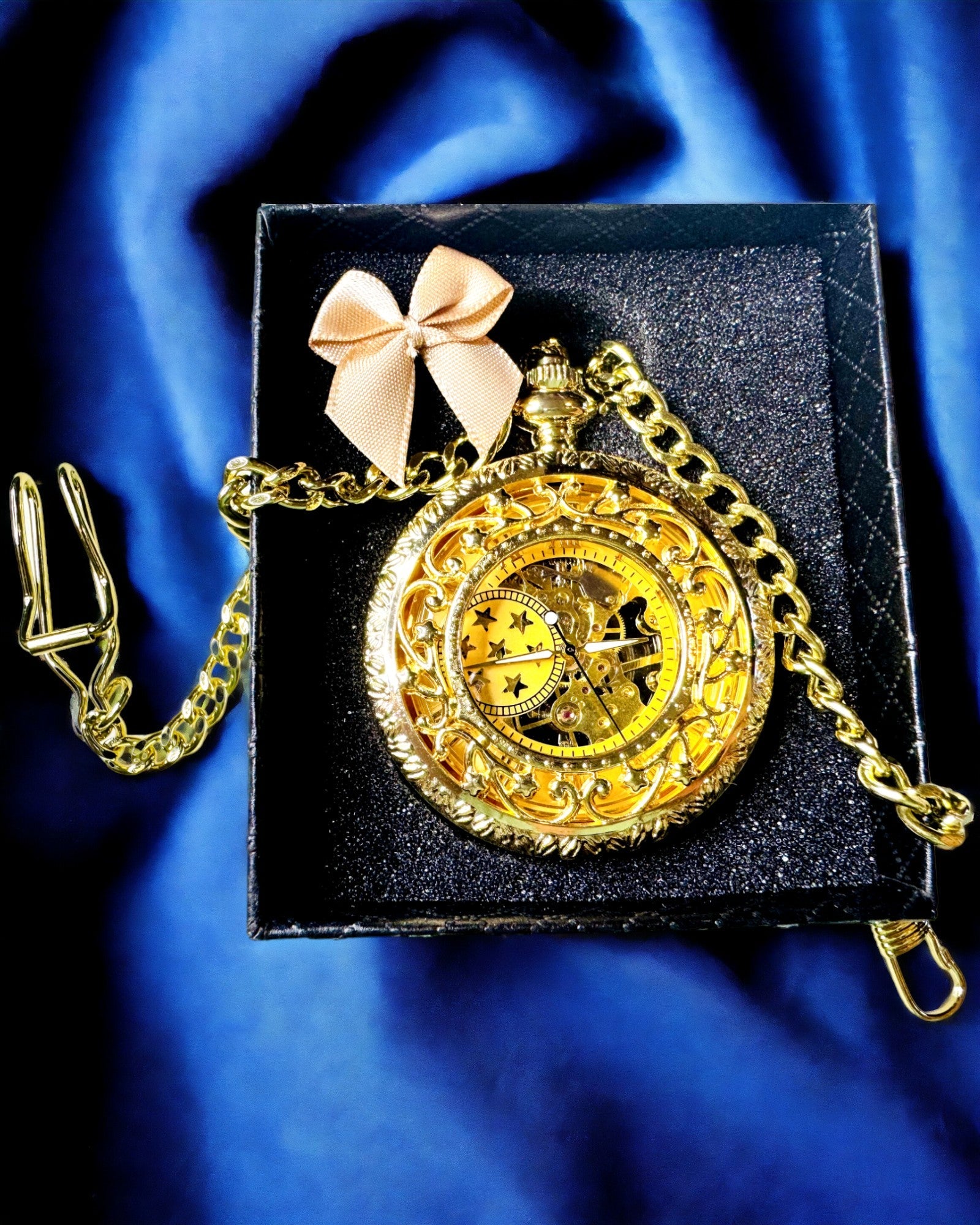 "Złoty Majestat" - Reloj de Bolsillo Mecánico de Lujo con Núcleo Transparente. Personalización con grabado