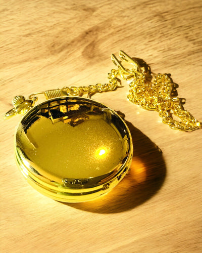 Reloj de Bolsillo Mecánico Clásico con Doble Tapa, Manual, Color Dorado, con grabado