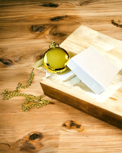 Reloj de Bolsillo Mecánico Clásico con Doble Tapa, Manual, Color Dorado, con grabado