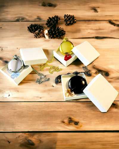 Reloj de Bolsillo Mecánico Clásico con Doble Tapa – Manual, Negro, personalización con grabado