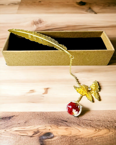 Creativa Marcador de Metal Retro Marcador Vintage - Pluma y Mariposa en Estilo Barroco