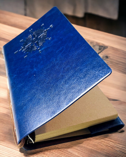 Cuaderno de Navegación Vintage tamaño A6 o A7 - con Motivo de Brújula y Hojas con Rodamientos - Disponible en varias Variantes de Color, posibilidad de grabado