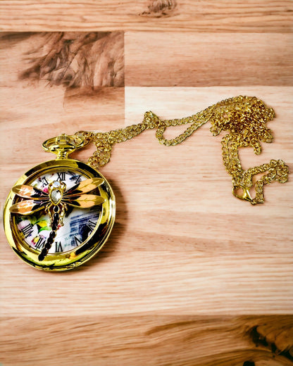 Reloj de Bolsillo Vintage Clásico con Tapa Transparente