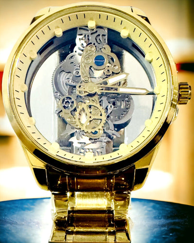 Reloj Deportivo para Hombre con Mecanismo de Cuarzo Transparente de Doble Cara y Pulsera de Aluminio – Ideal para Regalo. Personalización con grabado