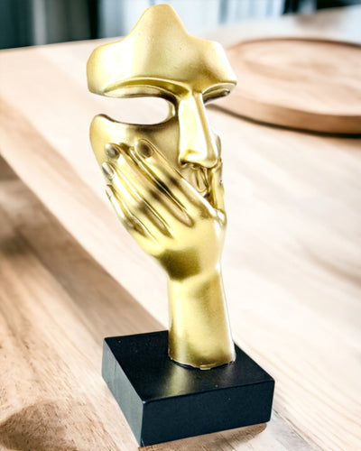 Escultura Abstracta de Mano "Toque de Arte" - Decoración de Oficina en Estilo Europeo, Personalización con Grabado 2 piezas