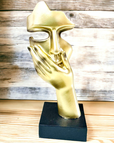 Escultura Abstracta de Mano "Toque de Arte" - Decoración de Oficina en Estilo Europeo, Personalización con Grabado 2 piezas