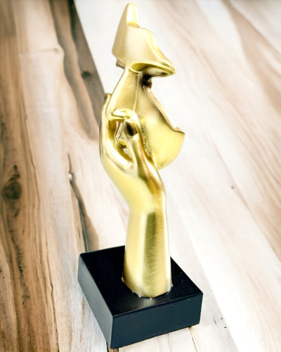 Escultura Abstracta de Mano "Toque de Arte" - Decoración de Oficina en Estilo Europeo, Personalización con Grabado 2 piezas