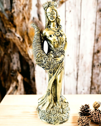 "Estatua de la Diosa Abundancia" - Estatua Decorativa de Resina de la Fortuna para el Hogar y la Oficina