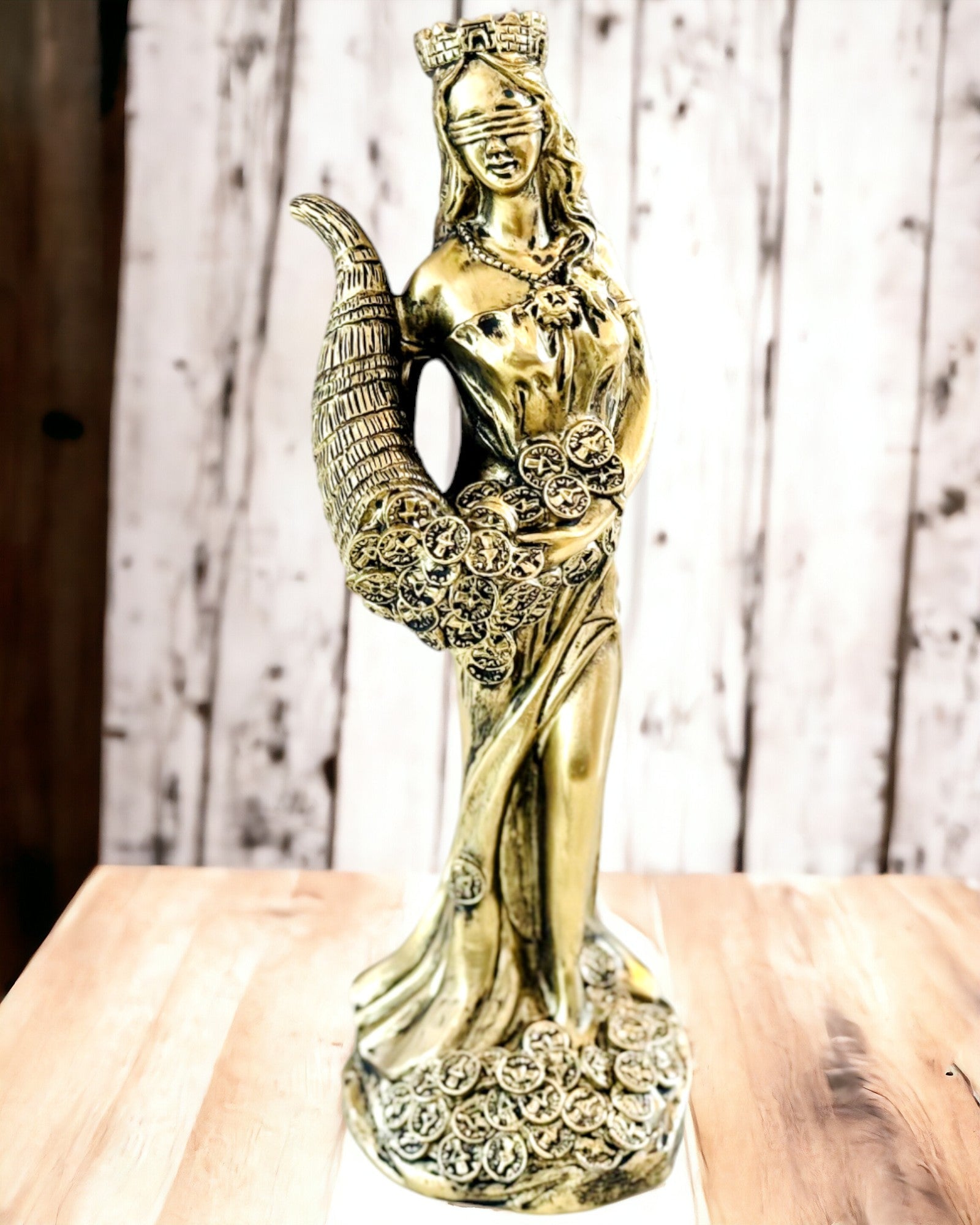 "Estatua de la Diosa Abundancia" - Estatua Decorativa de Resina de la Fortuna para el Hogar y la Oficina