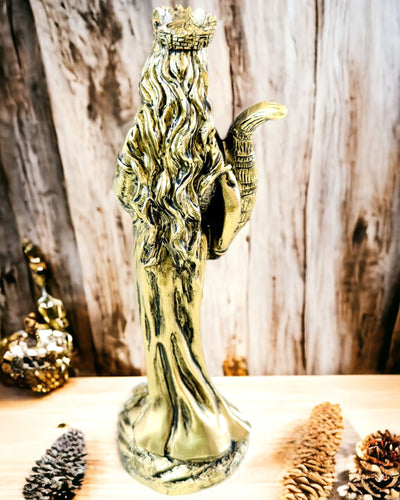 "Estatua de la Diosa Abundancia" - Estatua Decorativa de Resina de la Fortuna para el Hogar y la Oficina