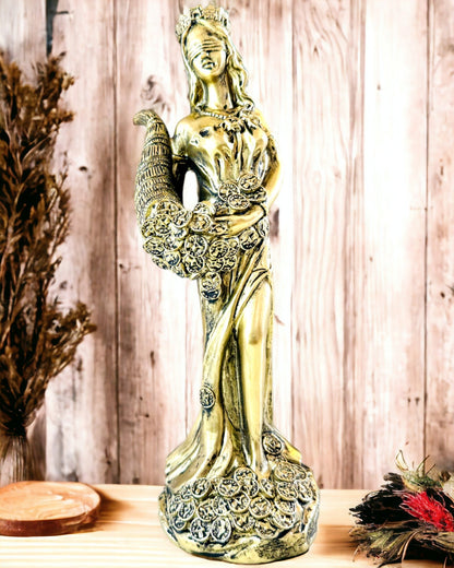 "Estatua de la Diosa Abundancia" - Estatua Decorativa de Resina de la Fortuna para el Hogar y la Oficina