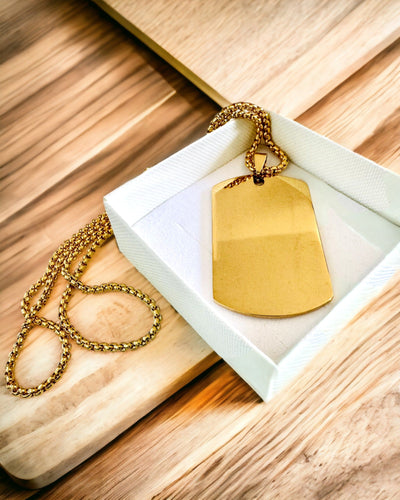 Collar con Dog Tag "Tres Tonos de Estilo" - Placa de Identificación - Colgante Elegante de Acero Inoxidable con Opción de Grabado