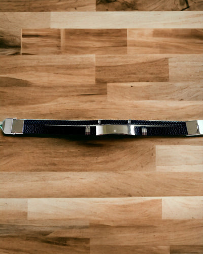 Pulsera Masculina de Cuero PU y Acero Inoxidable con Posibilidad de Grabado – Disponible en Dos Variantes de Color
