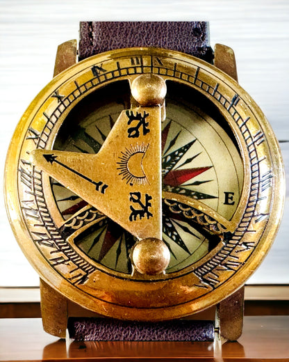Reloj de Sol con Brújula - Hecho a Mano, Artesanía Auténtica, posibilidad de grabado