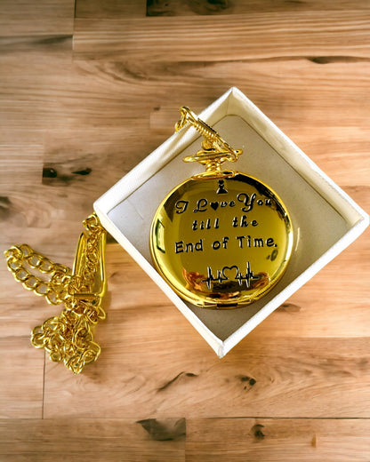 Reloj de Bolsillo de color dorado en Estilo Retro con Posibilidad de Grabado