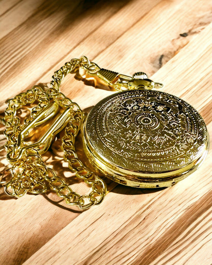 Reloj de Bolsillo de color dorado en Estilo Retro con Posibilidad de Grabado