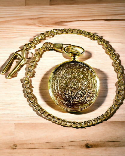 Reloj de Bolsillo de color dorado en Estilo Retro con Posibilidad de Grabado