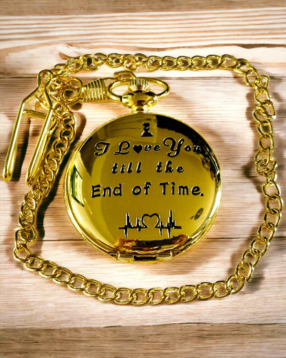 Reloj de Bolsillo de color dorado en Estilo Retro con Posibilidad de Grabado