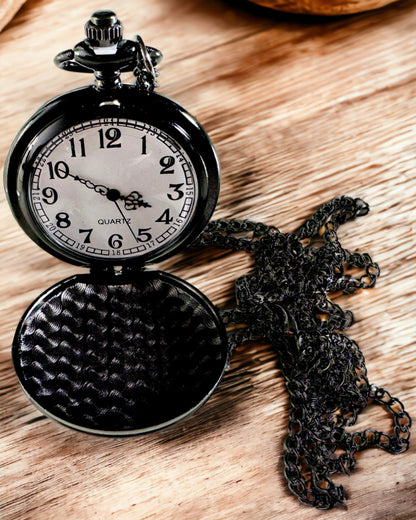 Reloj de bolsillo negro "Klasyczny Elegans" con opción de grabado