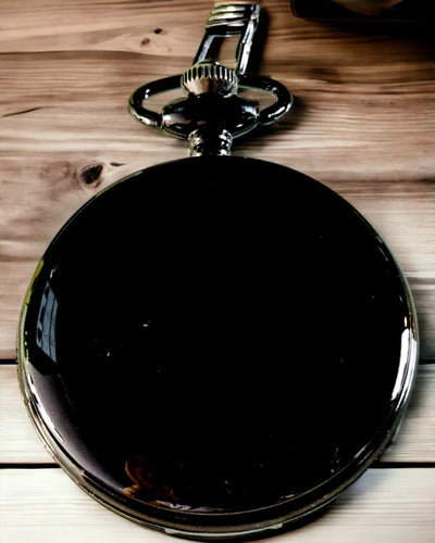 Reloj de bolsillo negro "Elegancja Czasu" con opción de personalización