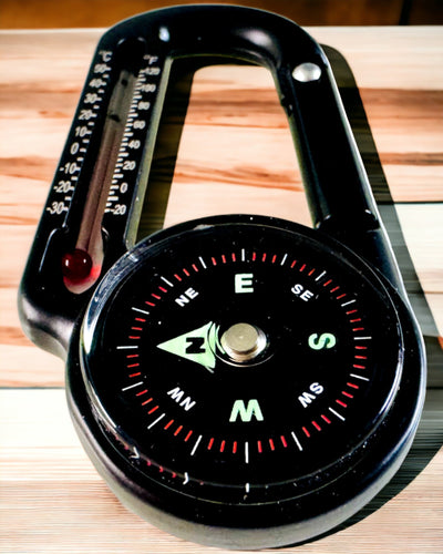 Brújula mosquetón con termómetro, llavero - posibilidad de grabado