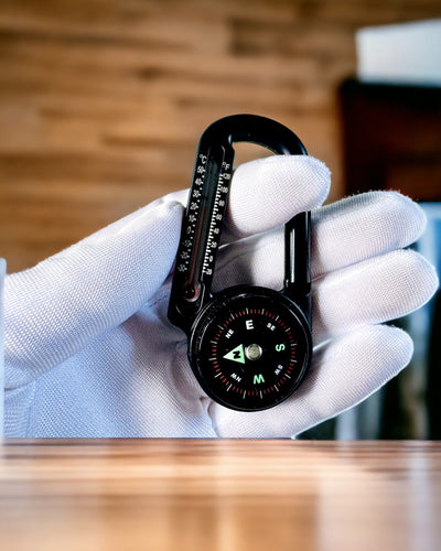 Brújula mosquetón con termómetro, llavero - posibilidad de grabado