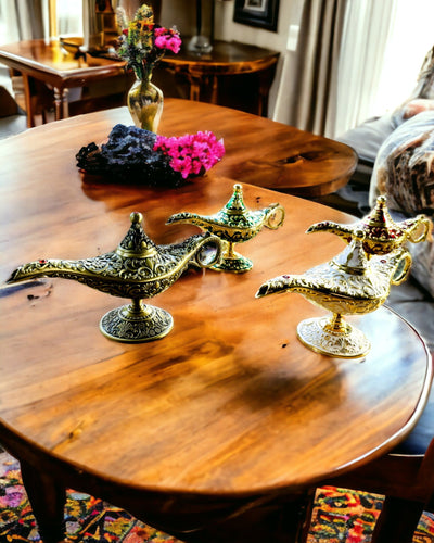 Lámpara Mágica de Aladino con Opción de Grabado - Variante Blanca, entrelazada con dorado