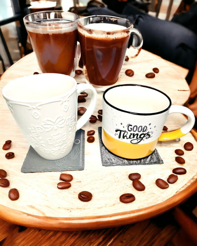 Posavasos para café, té de Piedra Natural con Grabado Personalizado – Cuadrado, círculo, hexágono, 10 cm