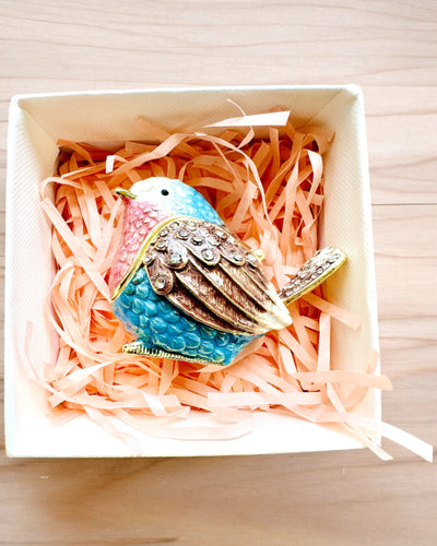Pajarito Gorrión Colorido con Grabado - Encantador Escondite para Tesoros