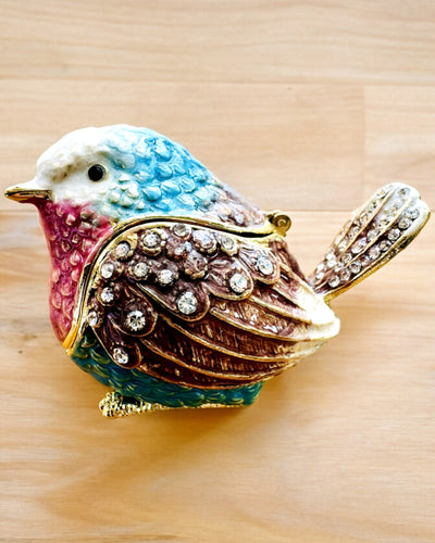 Pajarito Gorrión Colorido con Grabado - Encantador Escondite para Tesoros