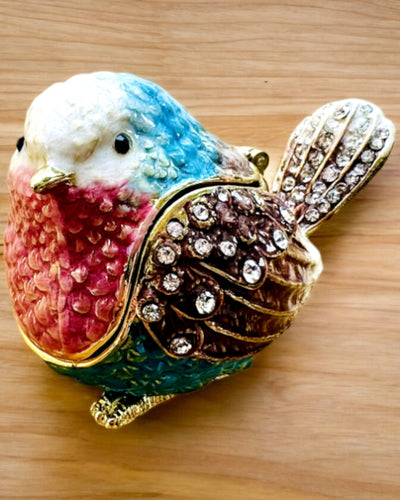 Pajarito Gorrión Colorido con Grabado - Encantador Escondite para Tesoros