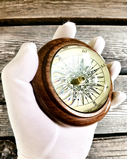 Brújula Náutica de Madera con Posibilidad de Grabado – Hecho a Mano, Artesanía