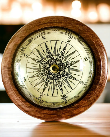 Brújula Náutica de Madera con Posibilidad de Grabado – Hecho a Mano, Artesanía